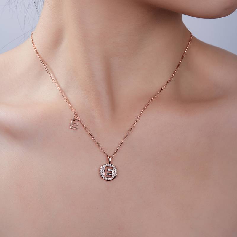 E-style pendant S925 silver plated rose gold Moissanite diamond light luxury letter necklace